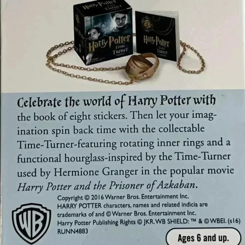 NEW Harry Potter Hermione Granger Time Turner Necklace & Sticker Book Mini Kit
